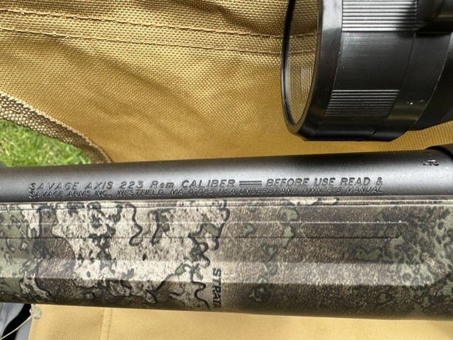 Savage Axis – .223 Rem, Brand New, Never Fired – Camo Stock + Scope + 300 Rounds + Case